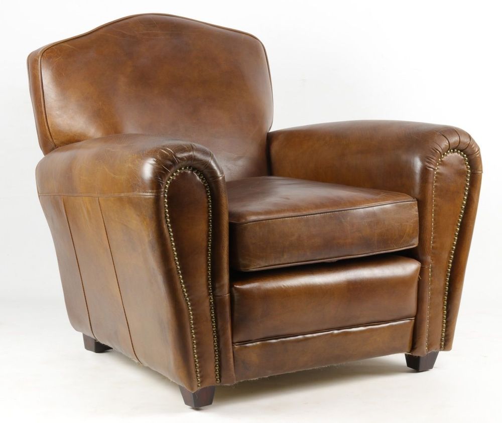 Armchairs - Club Charleston Leather Armchair - Vintage Cigar - JP2B DECORATION