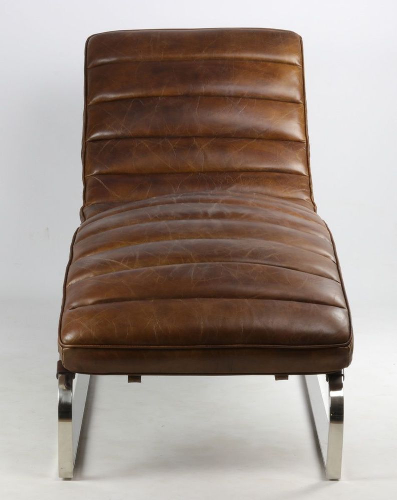 Armchairs - New York Chaise Longue in Cigar Leather - Elegance and Comfort - JP2B DECORATION