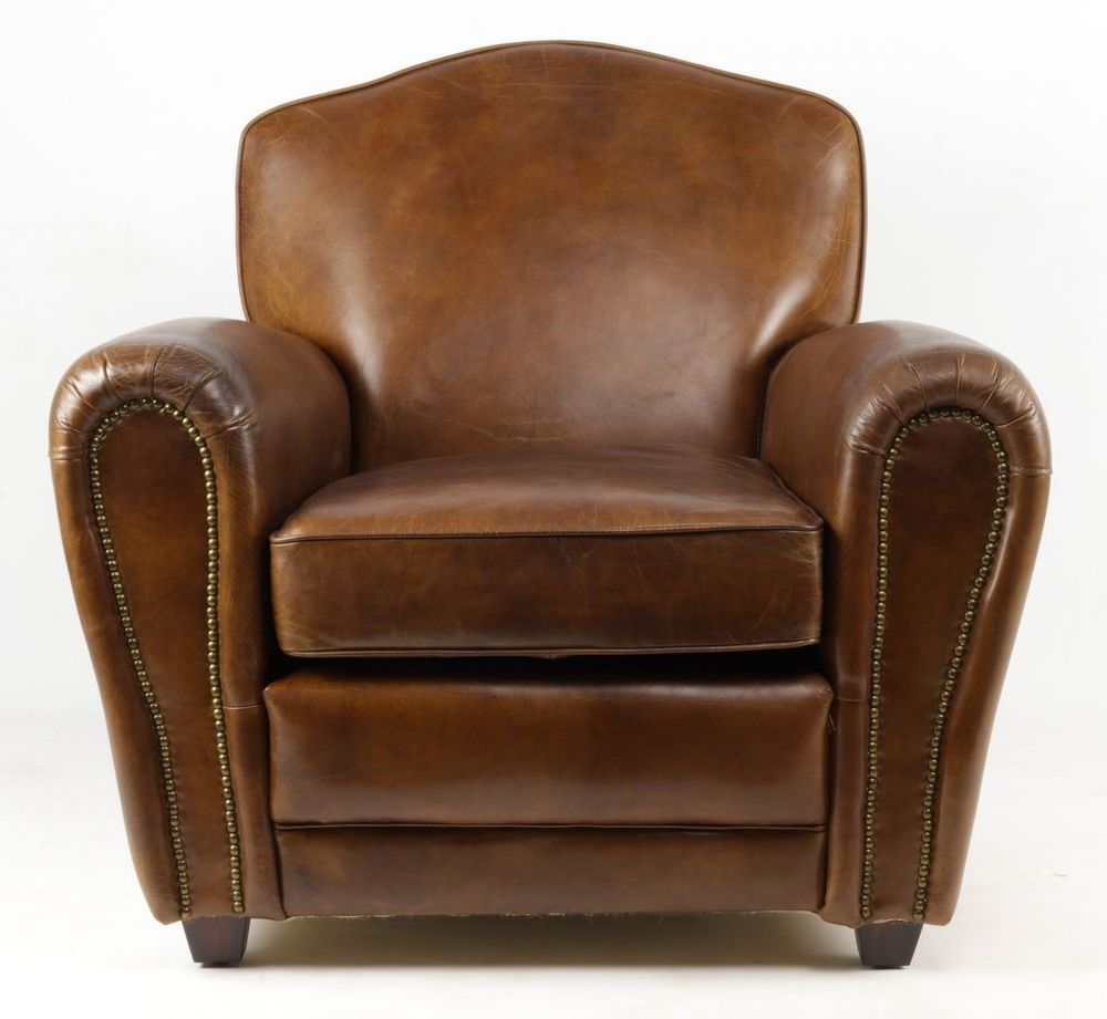 Armchairs - Club Charleston Leather Armchair - Vintage Cigar - JP2B DECORATION