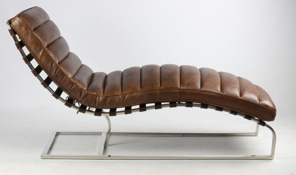 Armchairs - New York Chaise Longue in Cigar Leather - Elegance and Comfort - JP2B DECORATION