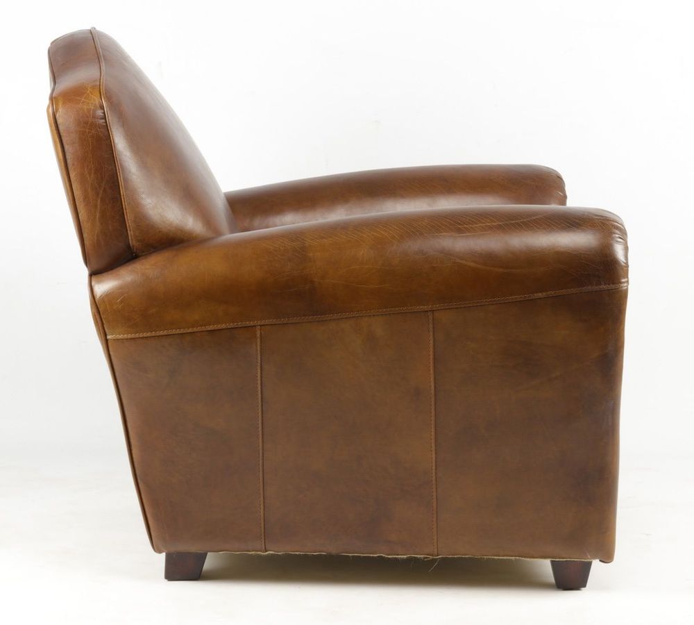 Armchairs - Club Charleston Leather Armchair - Vintage Cigar - JP2B DECORATION