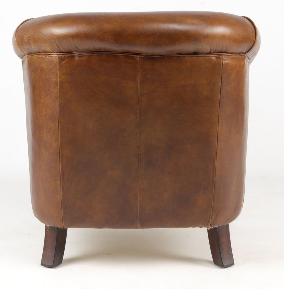 Fauteuils - Fauteuil Le Dominique en cuir cigare vintage – Confort et élégance - JP2B DECORATION