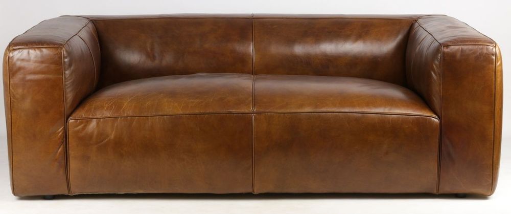 Sofas - Boston Leather Sofa - 3-Seater Vintage Cigar - JP2B DECORATION