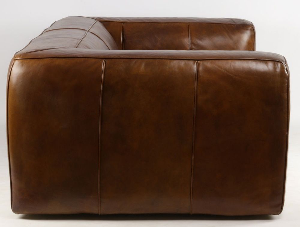 Sofas - Boston Leather Sofa - 3-Seater Vintage Cigar - JP2B DECORATION