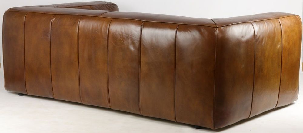 Sofas - Boston Leather Sofa - 3-Seater Vintage Cigar - JP2B DECORATION