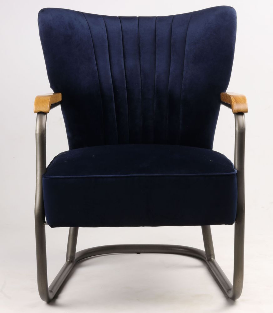 Armchairs - Loop Industrial Armchair in Ocean Blue Velvet – Design and Comfort - JP2B DECORATION