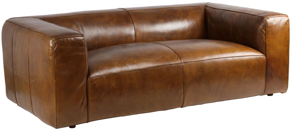 Sofas - Boston Leather Sofa - 3-Seater Vintage Cigar - JP2B DECORATION
