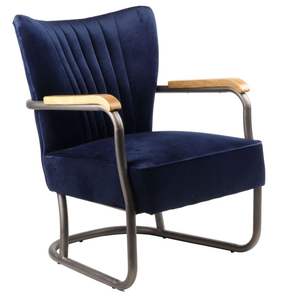 Armchairs - Loop Industrial Armchair in Ocean Blue Velvet – Design and Comfort - JP2B DECORATION