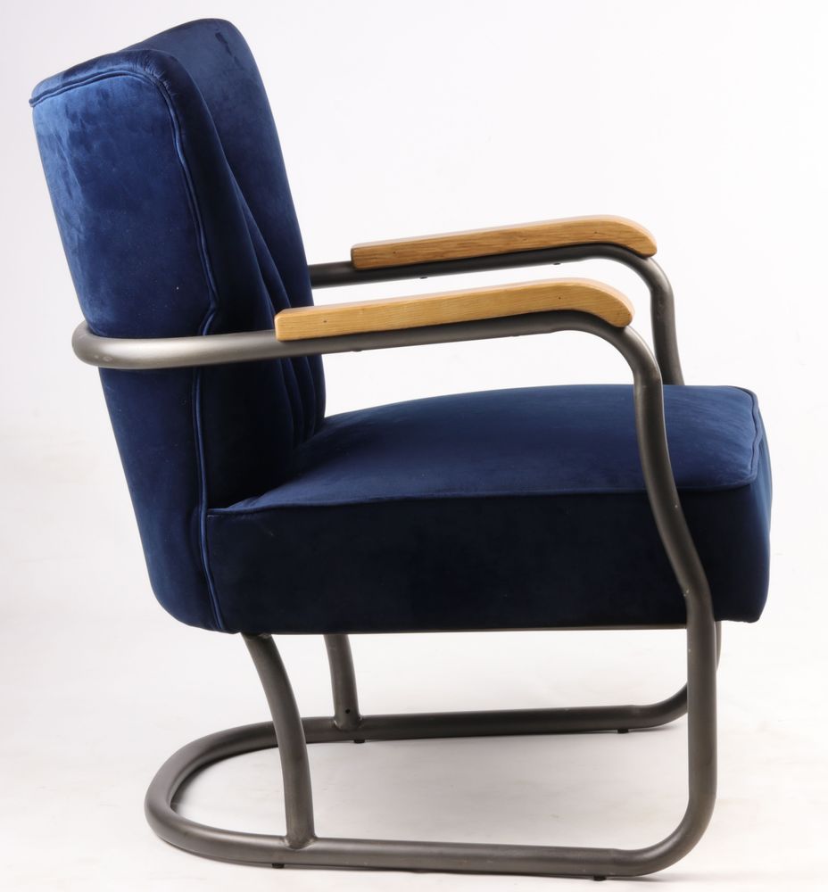 Armchairs - Loop Industrial Armchair in Ocean Blue Velvet – Design and Comfort - JP2B DECORATION