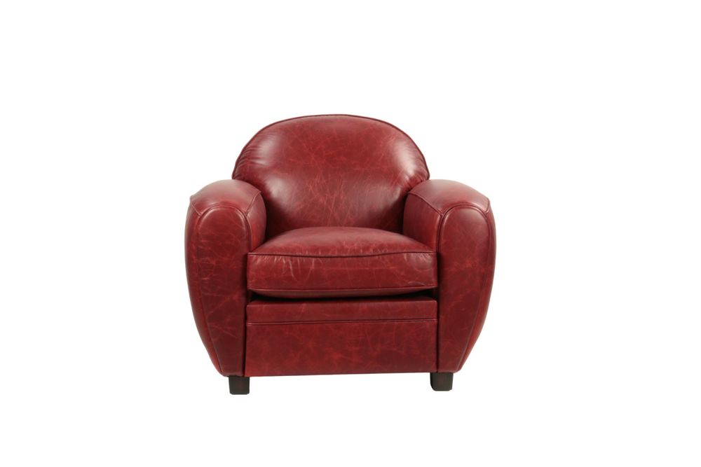 Fauteuils - Fauteuil Club Paquebot en cuir véritable, design vintage intemporel - JP2B DECORATION