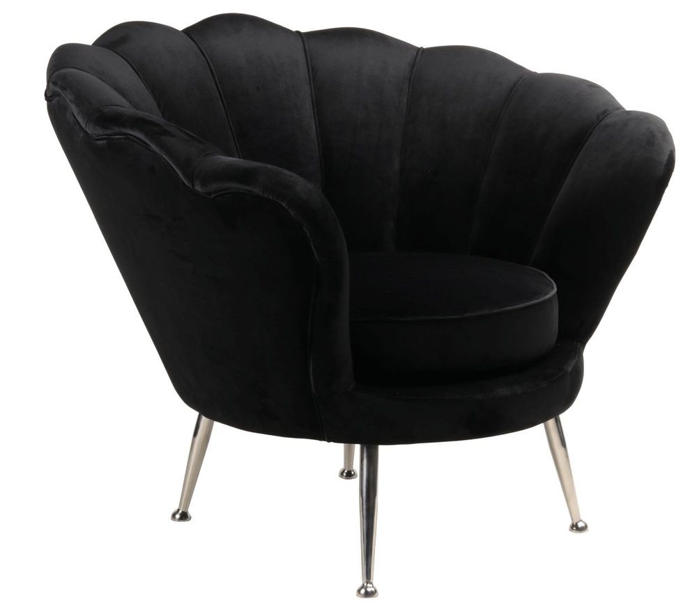 Armchairs - Fleur Velvet Armchair in Black – Floral Elegance and Comfort - JP2B DECORATION