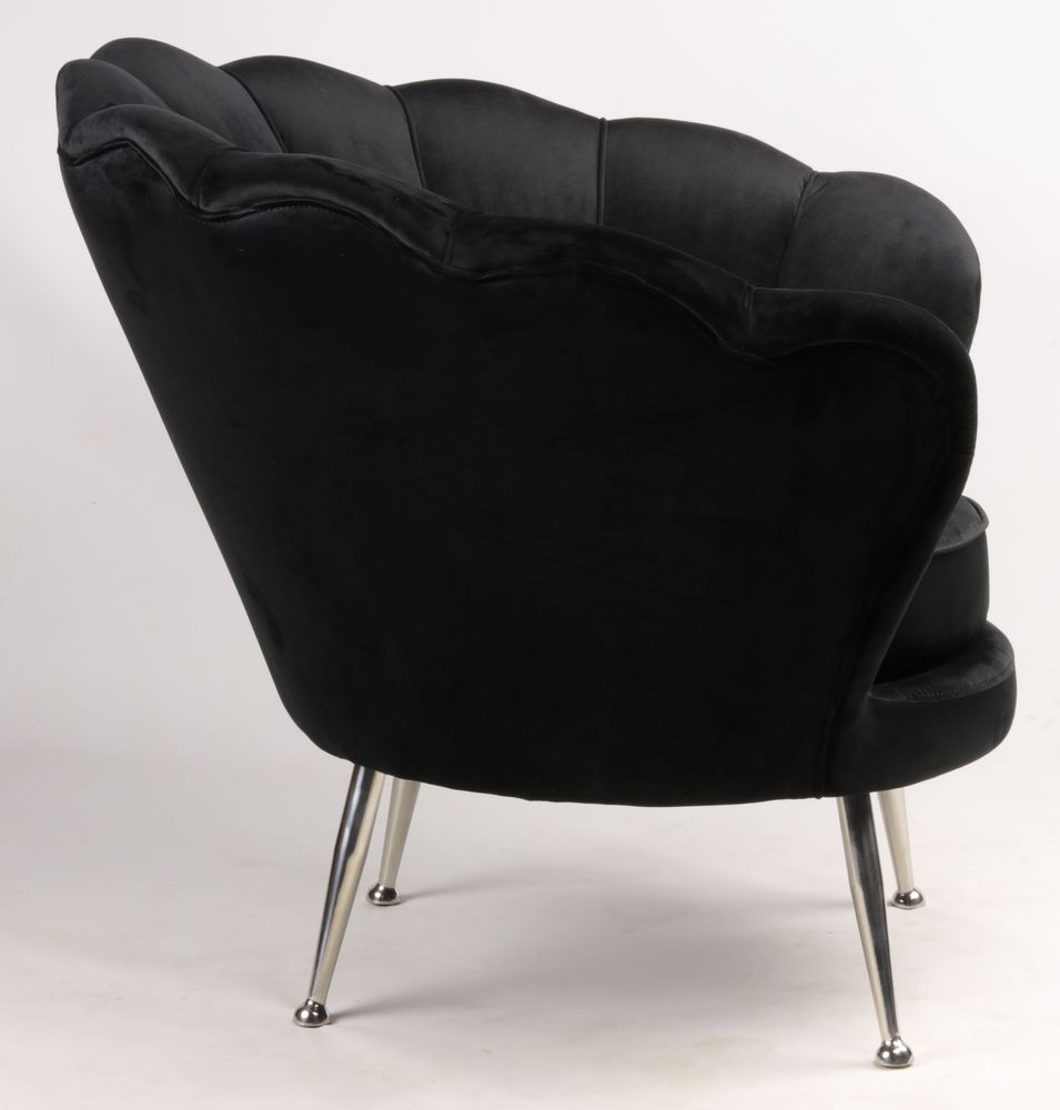 Armchairs - Fleur Velvet Armchair in Black – Floral Elegance and Comfort - JP2B DECORATION