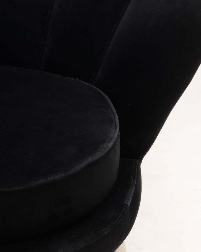 Armchairs - Fleur Velvet Armchair in Black – Floral Elegance and Comfort - JP2B DECORATION