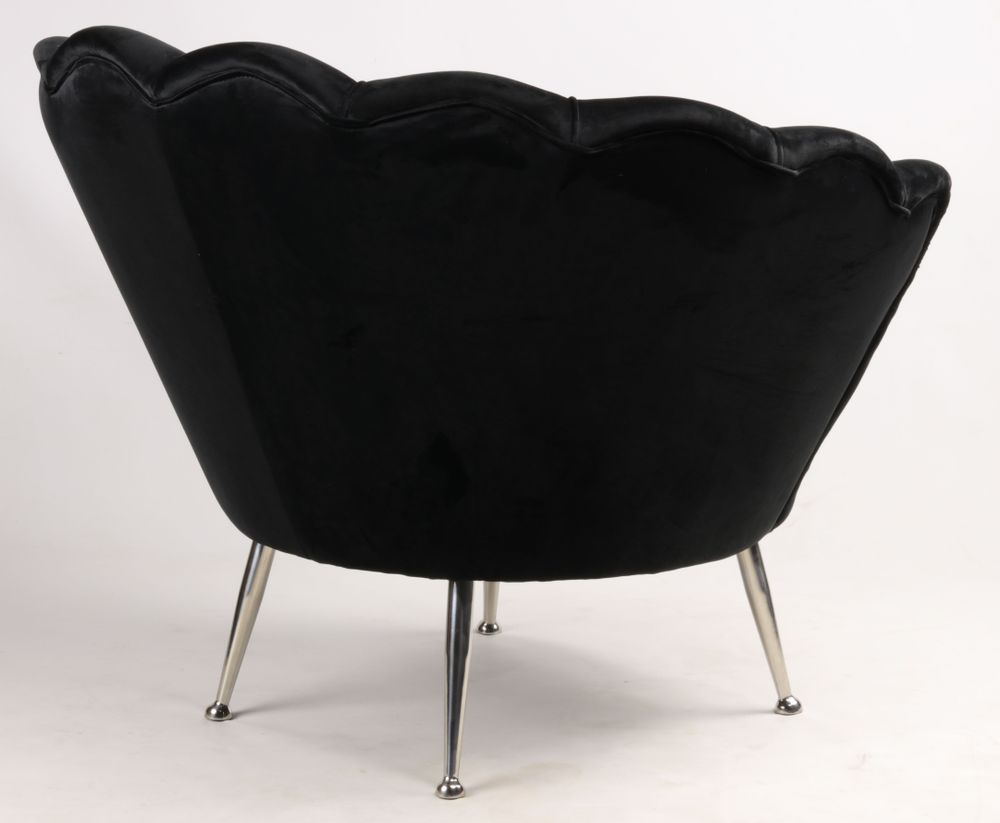 Armchairs - Fleur Velvet Armchair in Black – Floral Elegance and Comfort - JP2B DECORATION