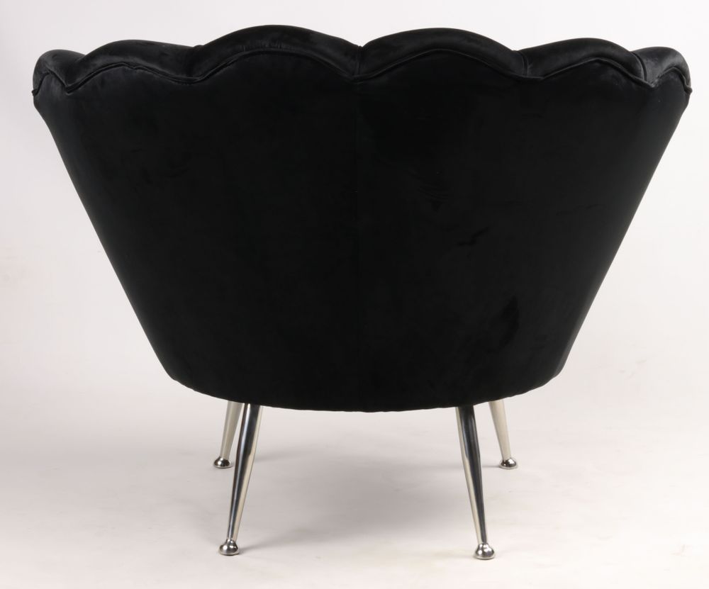 Armchairs - Fleur Velvet Armchair in Black – Floral Elegance and Comfort - JP2B DECORATION