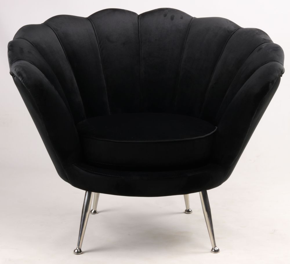 Armchairs - Fleur Velvet Armchair in Black – Floral Elegance and Comfort - JP2B DECORATION