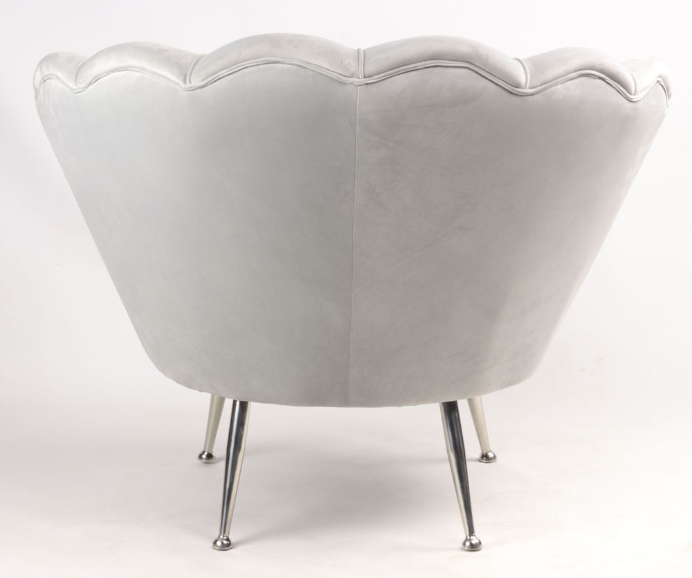 Fauteuils - Fauteuil Fleur Gris en Velours – Élégance et Confort Chic - JP2B DECORATION