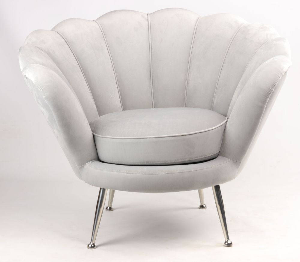Fauteuils - Fauteuil Fleur Gris en Velours – Élégance et Confort Chic - JP2B DECORATION
