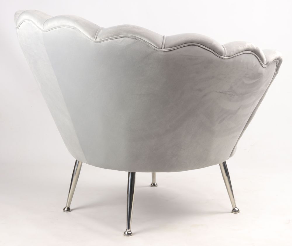 Fauteuils - Fauteuil Fleur Gris en Velours – Élégance et Confort Chic - JP2B DECORATION