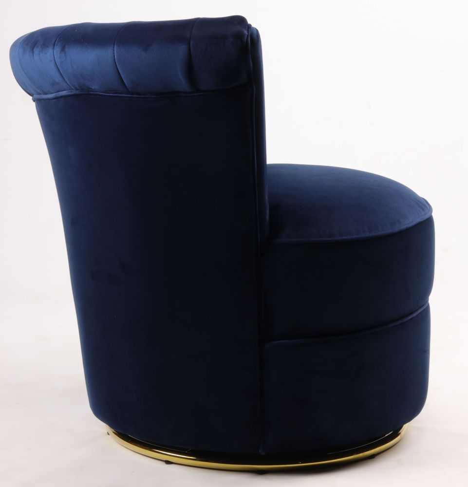 Fauteuils - Fauteuil Swan Bleu - Design compact et pivotant en velours - JP2B DECORATION