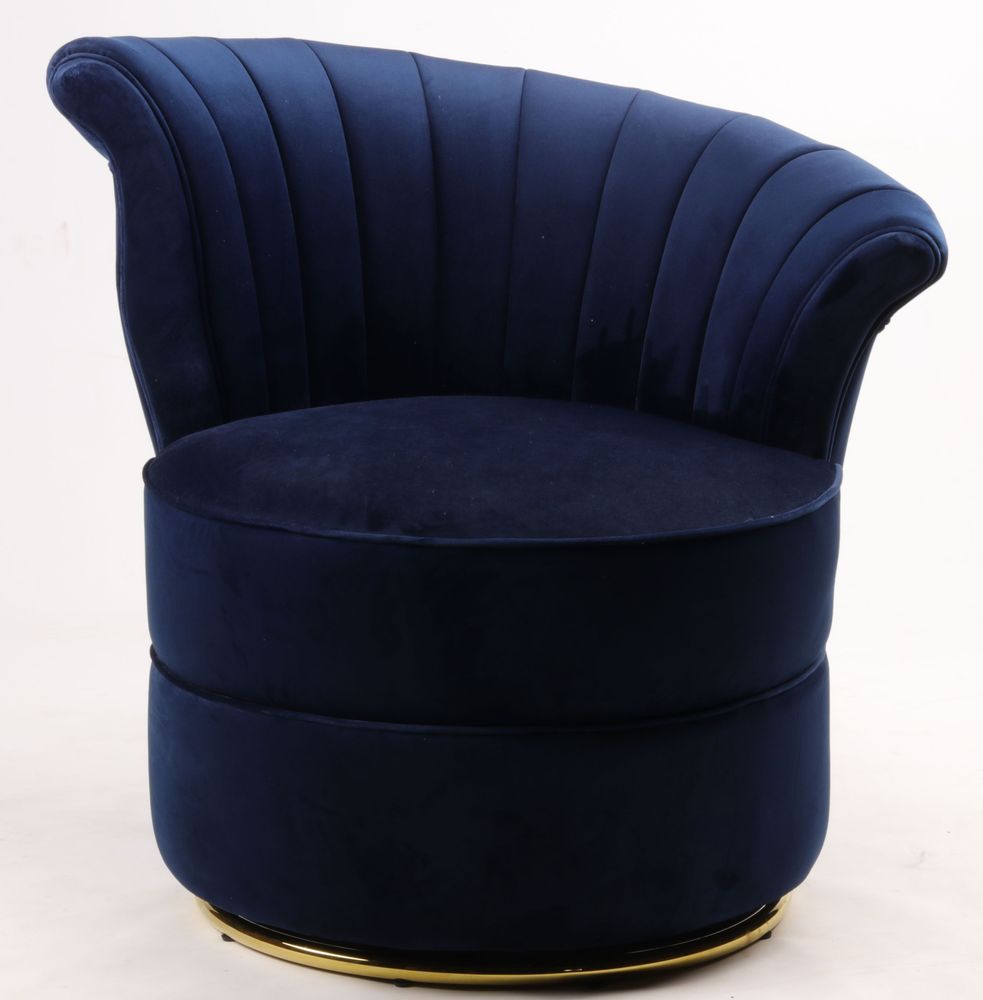 Fauteuils - Fauteuil Swan Bleu - Design compact et pivotant en velours - JP2B DECORATION