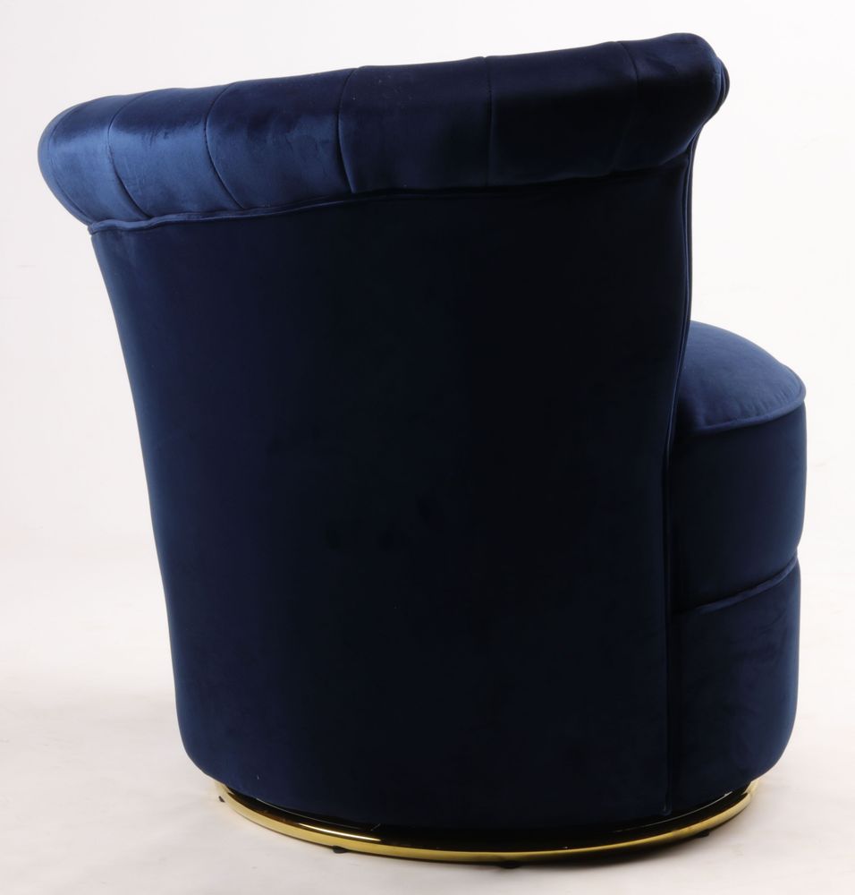 Fauteuils - Fauteuil Swan Bleu - Design compact et pivotant en velours - JP2B DECORATION