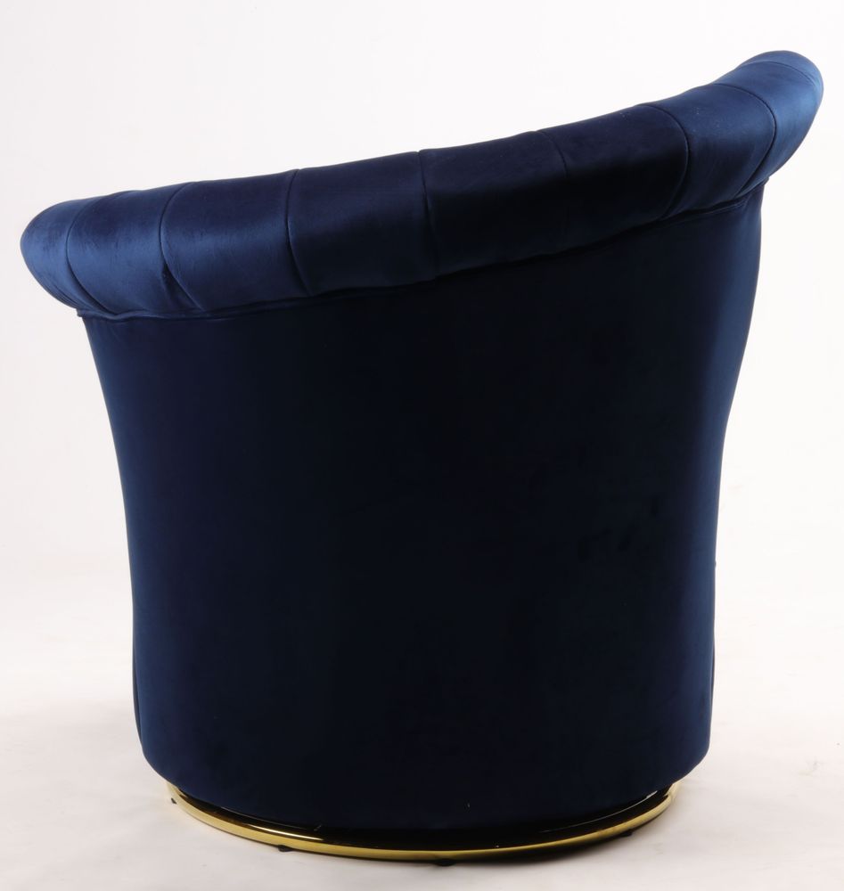 Fauteuils - Fauteuil Swan Bleu - Design compact et pivotant en velours - JP2B DECORATION