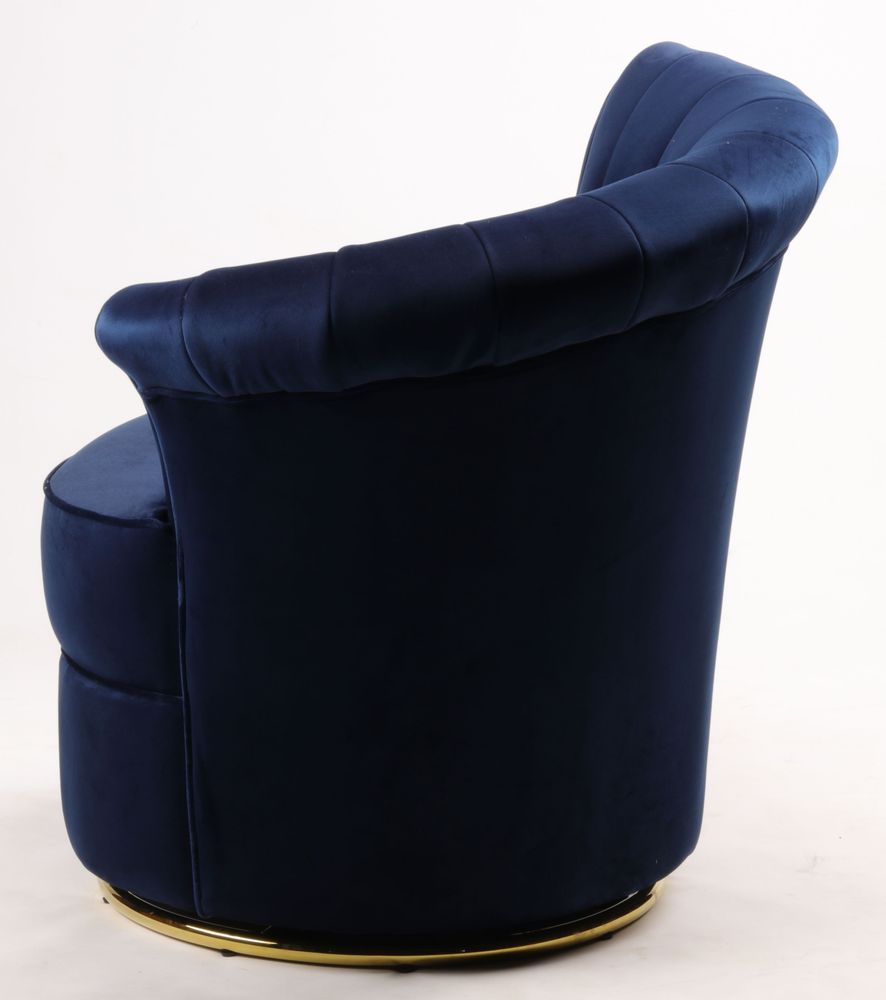 Fauteuils - Fauteuil Swan Bleu - Design compact et pivotant en velours - JP2B DECORATION