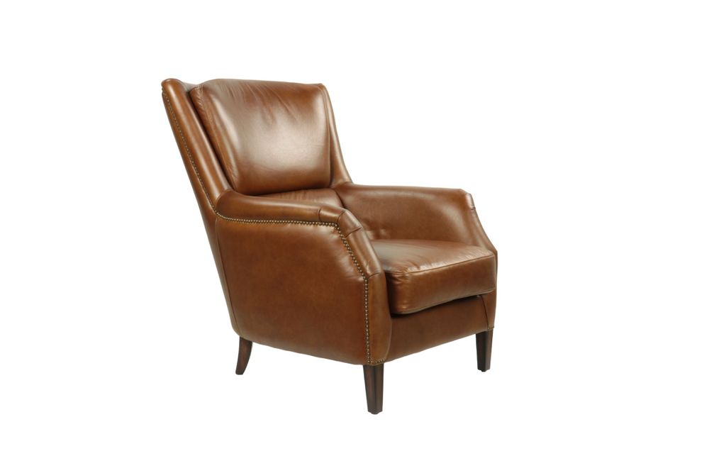 Fauteuils - Fauteuil Library cuir Havana, assise large et confortable, style classique - JP2B DECORATION
