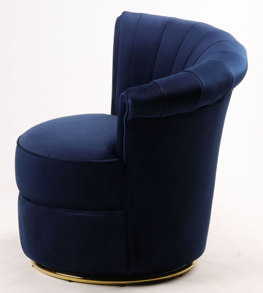 Fauteuils - Fauteuil Swan Bleu - Design compact et pivotant en velours - JP2B DECORATION