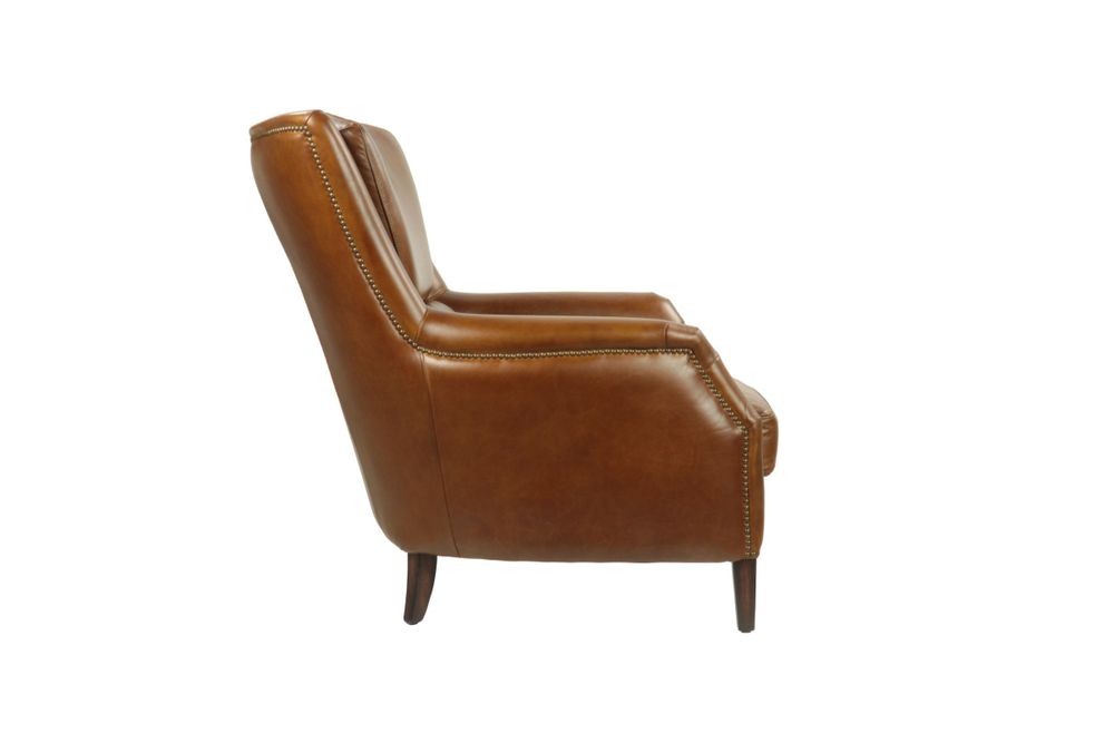 Fauteuils - Fauteuil Library cuir Havana, assise large et confortable, style classique - JP2B DECORATION