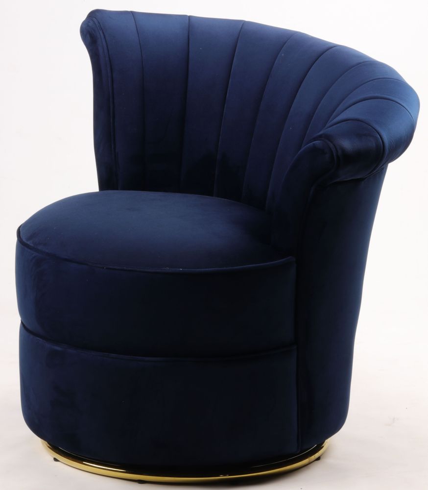Fauteuils - Fauteuil Swan Bleu - Design compact et pivotant en velours - JP2B DECORATION