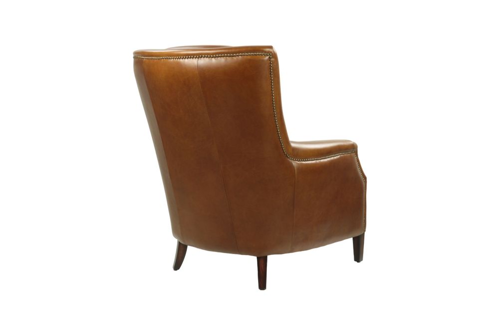 Fauteuils - Fauteuil Library cuir Havana, assise large et confortable, style classique - JP2B DECORATION