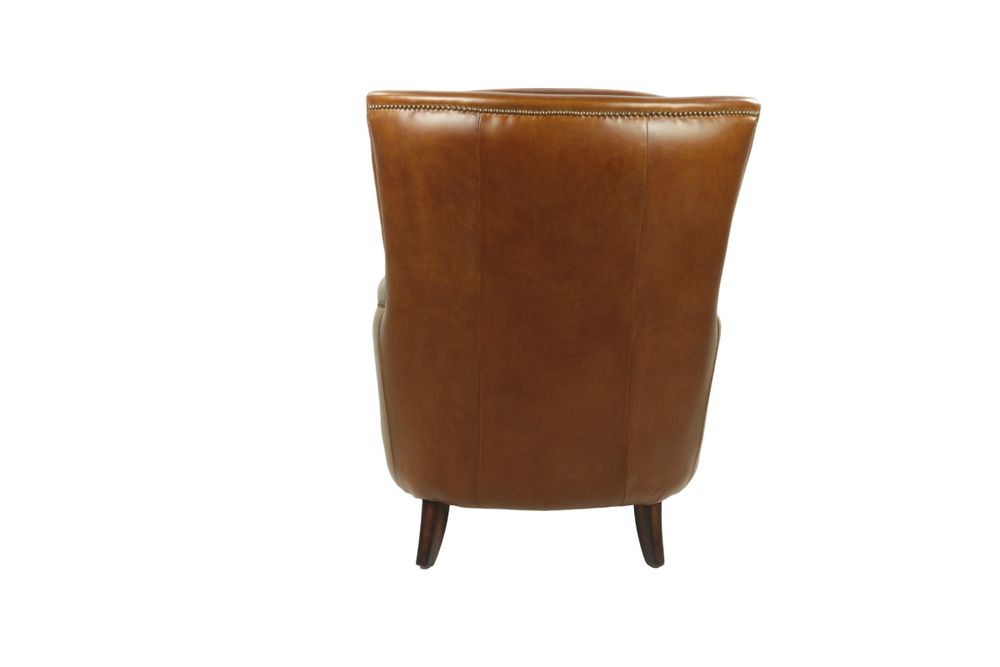 Fauteuils - Fauteuil Library cuir Havana, assise large et confortable, style classique - JP2B DECORATION