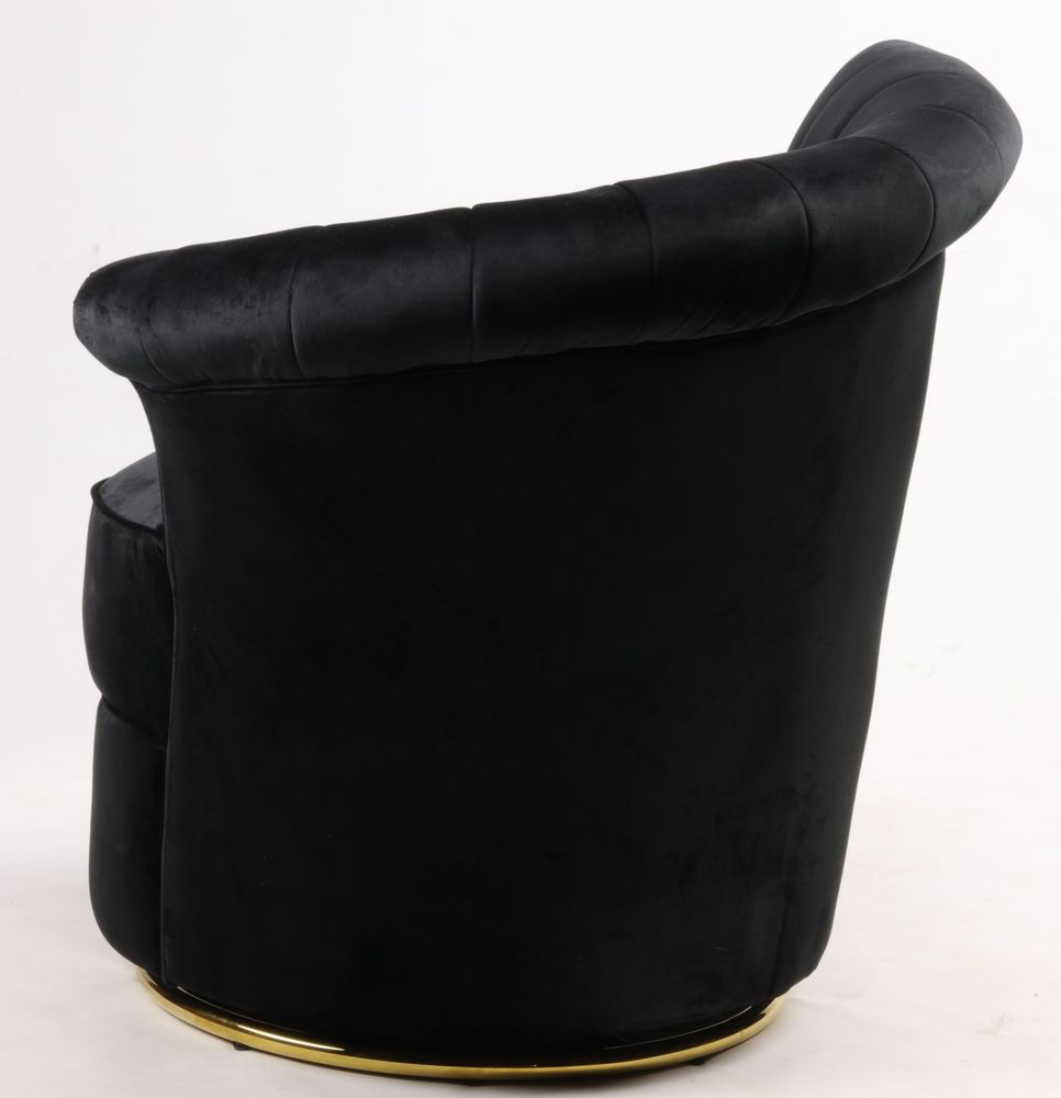 Armchairs - Swan Black Armchair - Compact and Swivel Velvet Design - JP2B DECORATION
