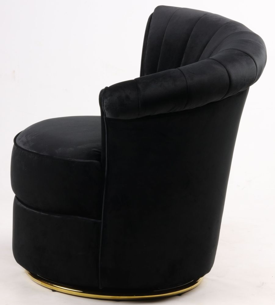 Armchairs - Swan Black Armchair - Compact and Swivel Velvet Design - JP2B DECORATION