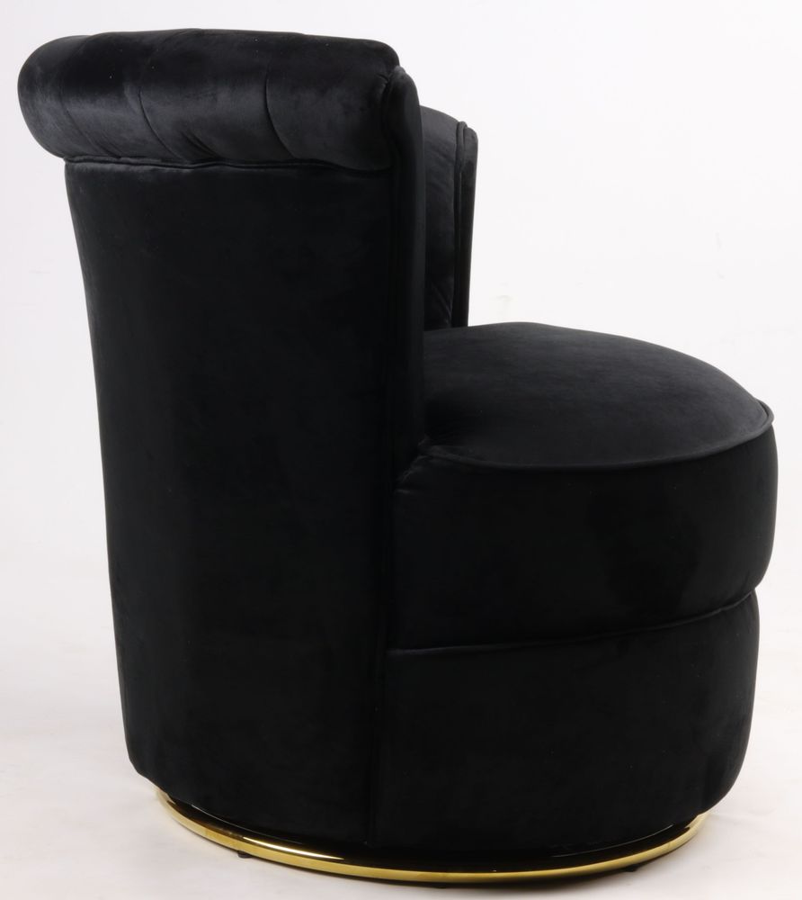 Armchairs - Swan Black Armchair - Compact and Swivel Velvet Design - JP2B DECORATION