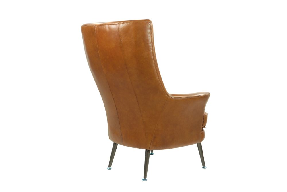 Armchairs - Tampa Armchair, Havana leather, large and comfortable, classic design - JP2B DECORATION