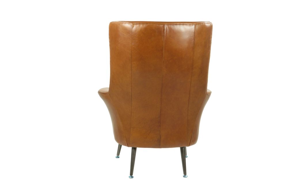 Armchairs - Tampa Armchair, Havana leather, large and comfortable, classic design - JP2B DECORATION
