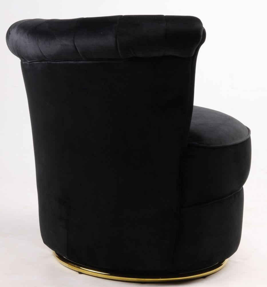 Armchairs - Swan Black Armchair - Compact and Swivel Velvet Design - JP2B DECORATION
