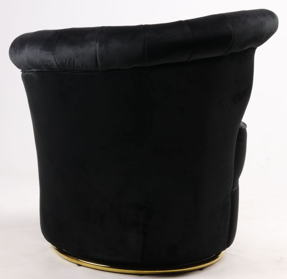 Armchairs - Swan Black Armchair - Compact and Swivel Velvet Design - JP2B DECORATION