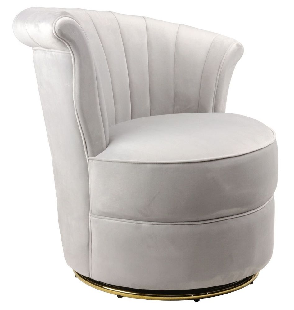 Armchairs - Swan Grey Armchair - Compact and Swivel Velvet Design - JP2B DECORATION