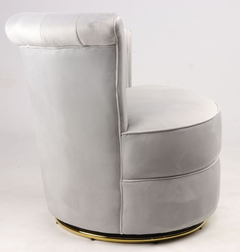 Armchairs - Swan Grey Armchair - Compact and Swivel Velvet Design - JP2B DECORATION