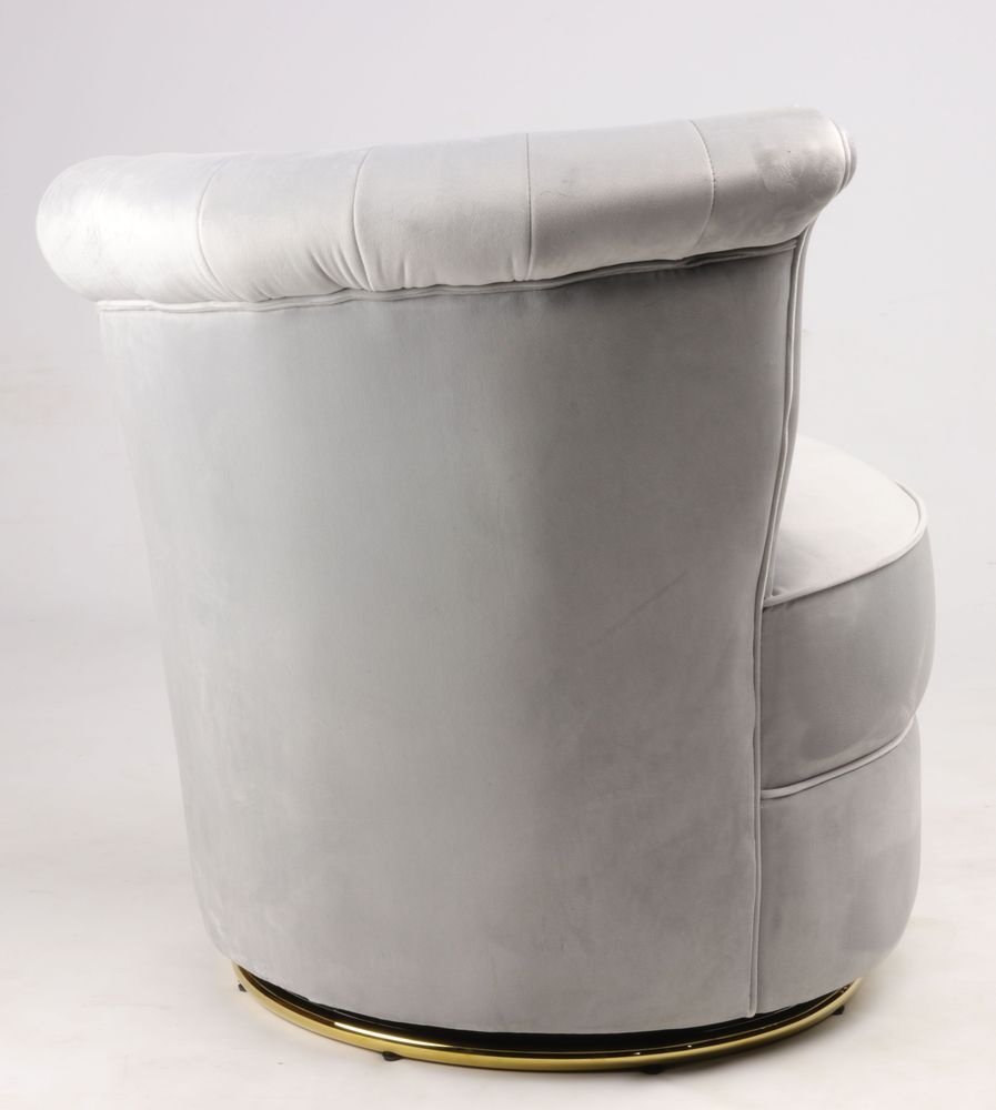 Armchairs - Swan Grey Armchair - Compact and Swivel Velvet Design - JP2B DECORATION