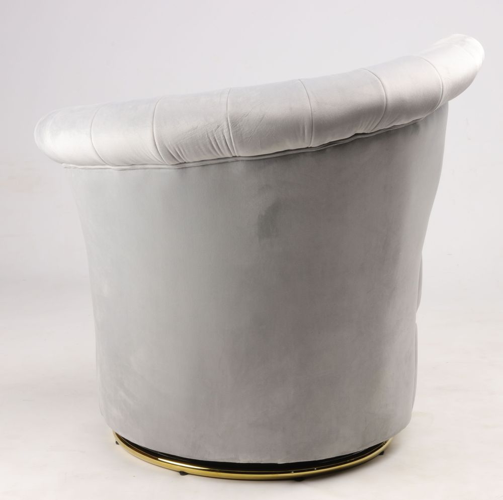 Armchairs - Swan Grey Armchair - Compact and Swivel Velvet Design - JP2B DECORATION