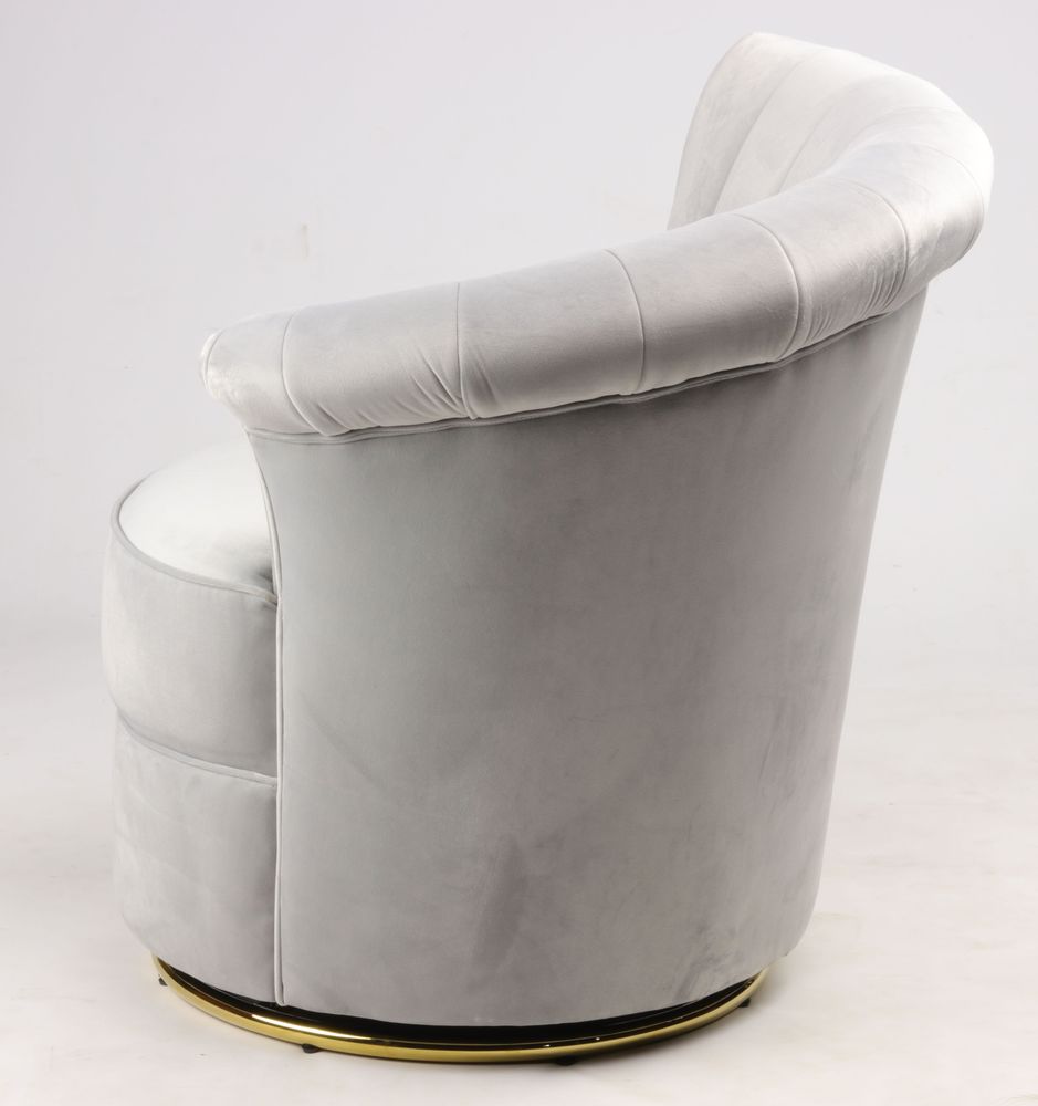 Armchairs - Swan Grey Armchair - Compact and Swivel Velvet Design - JP2B DECORATION