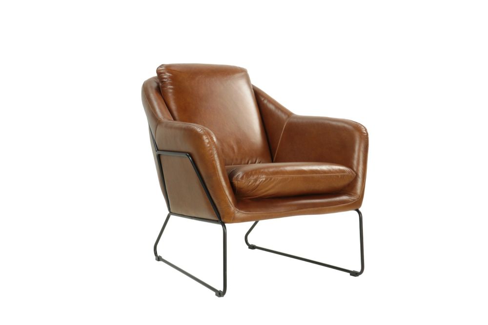 Armchairs - Majestic Armchair in Havana leather, elegant and durable - JP2B DECORATION