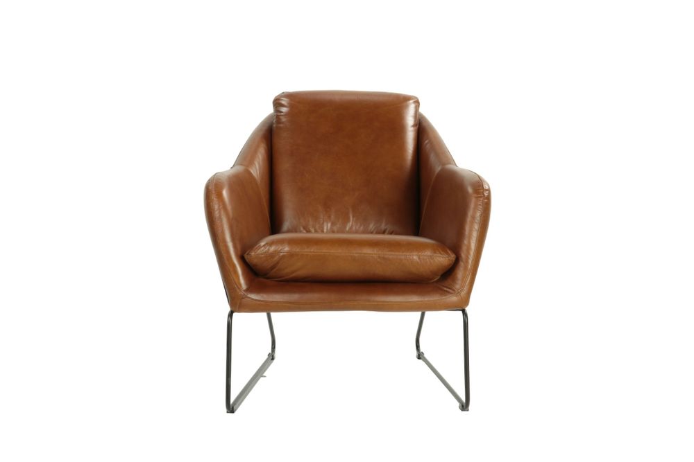 Armchairs - Majestic Armchair in Havana leather, elegant and durable - JP2B DECORATION