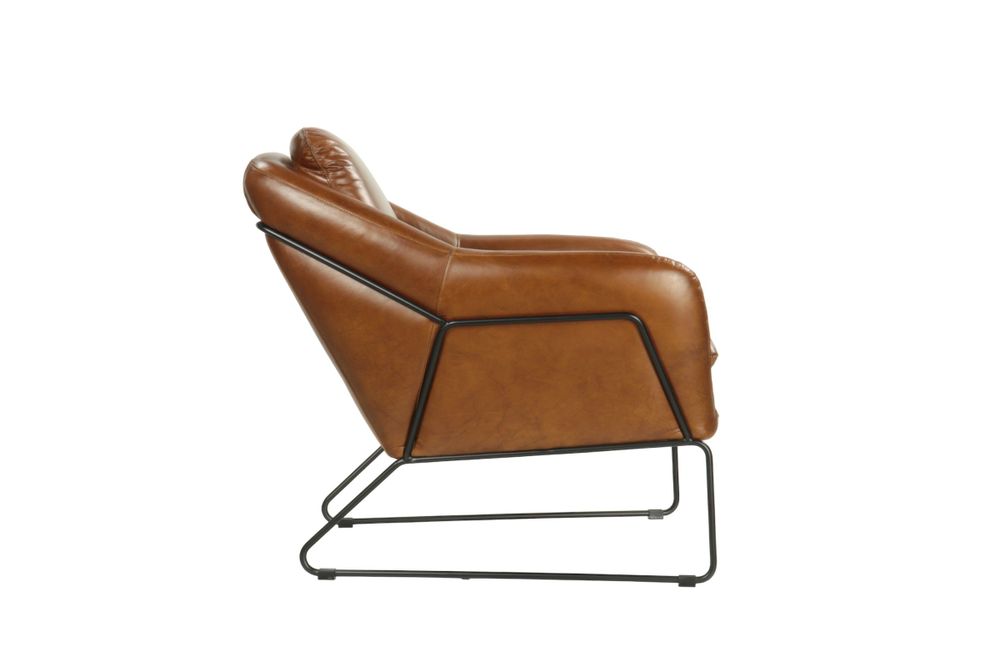 Armchairs - Majestic Armchair in Havana leather, elegant and durable - JP2B DECORATION