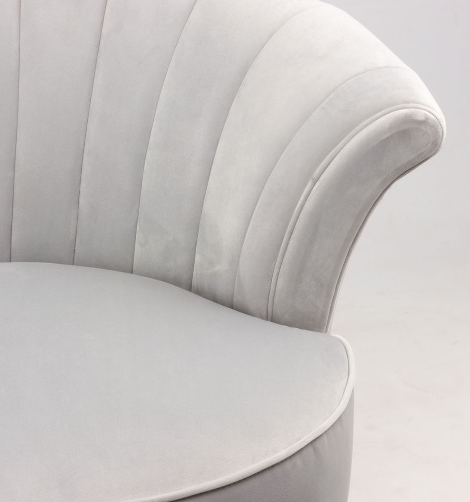 Armchairs - Swan Grey Armchair - Compact and Swivel Velvet Design - JP2B DECORATION